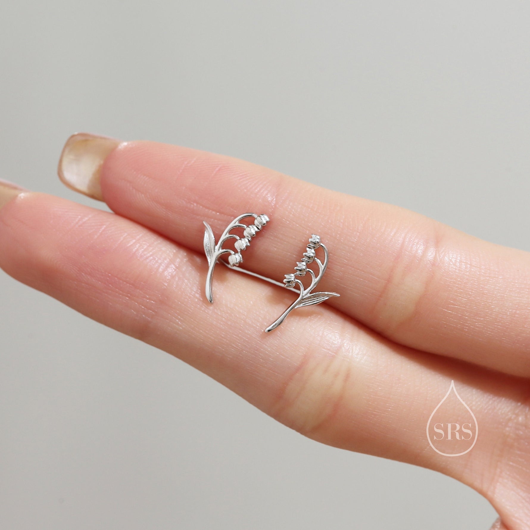 Tiny Lily of the Valley Stud Earrings in Sterling Silver, Silver or Gold or Rose Gold, Sterling Silver Flower Earrings, Nature Inspired