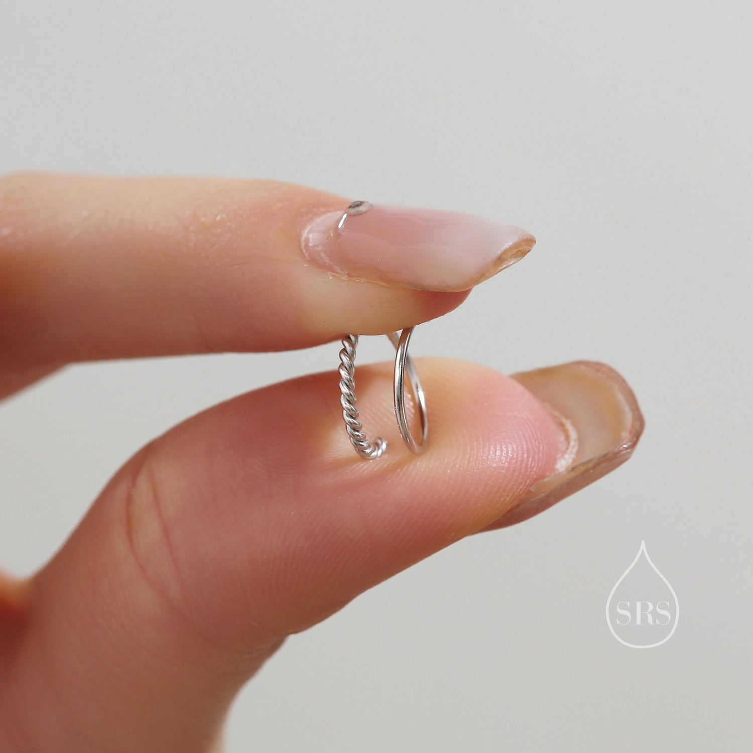 Single Piercing Spiral Hoop Earrings In Sterling Silver with Braided Details, Silver, Gold or Rose Gold, Minimalist Spiral Earrings