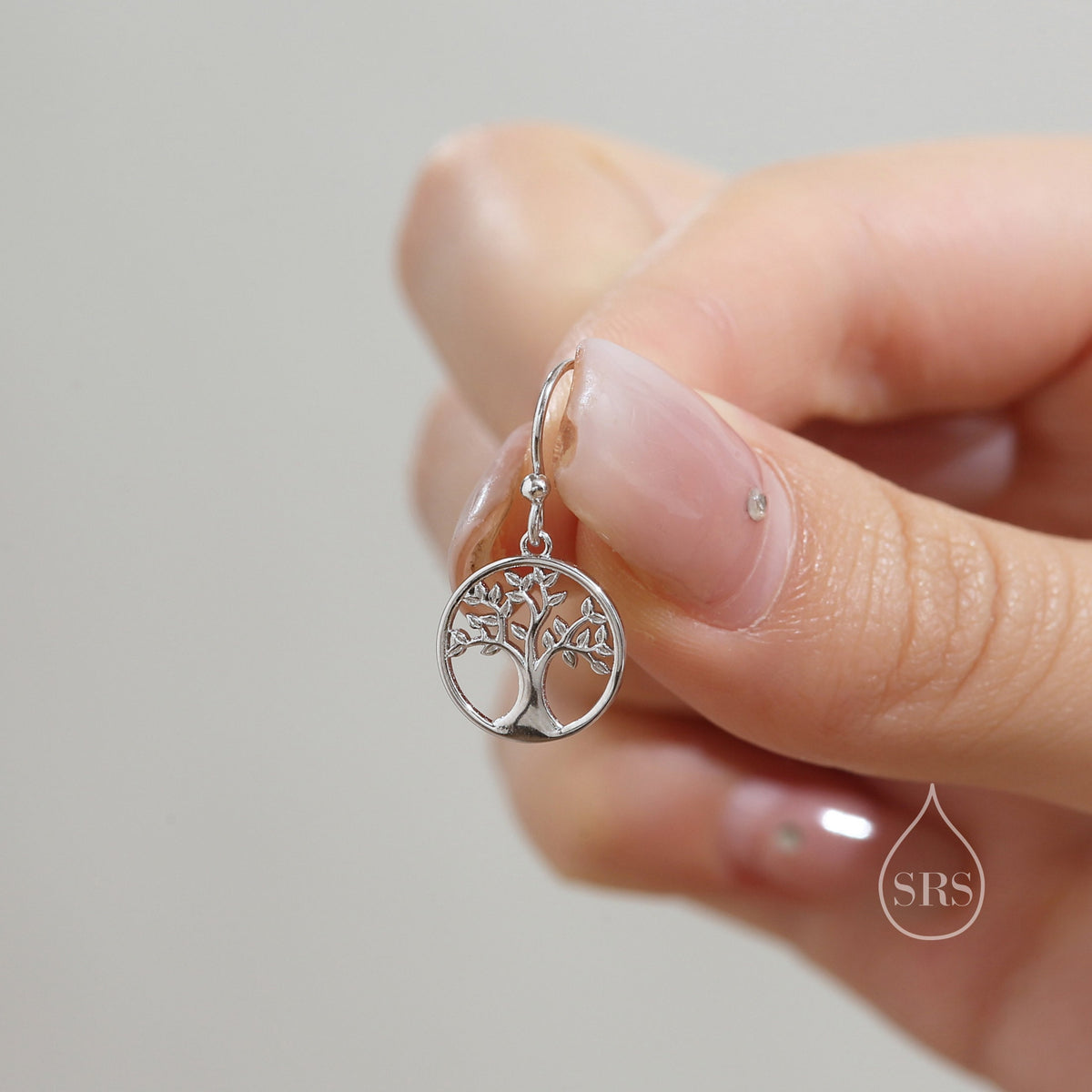 Tree Drop Hook Earrings in Sterling Silver, Silver or Gold or Rose Gold, Sterling Silver Tree of Life Earrings