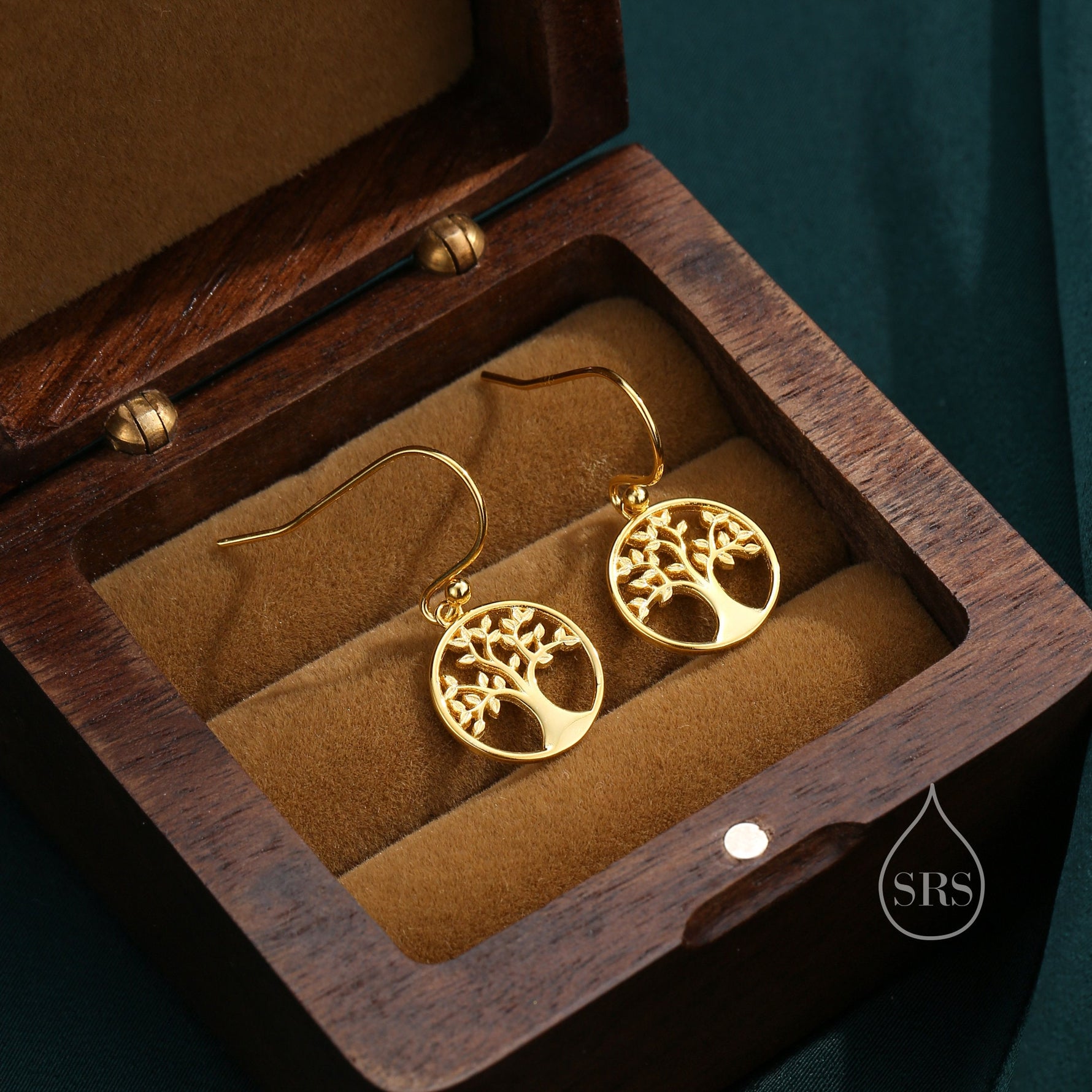 Tree Drop Hook Earrings in Sterling Silver, Silver or Gold or Rose Gold, Sterling Silver Tree of Life Earrings