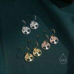 Tree Drop Hook Earrings in Sterling Silver, Silver or Gold or Rose Gold, Sterling Silver Tree of Life Earrings
