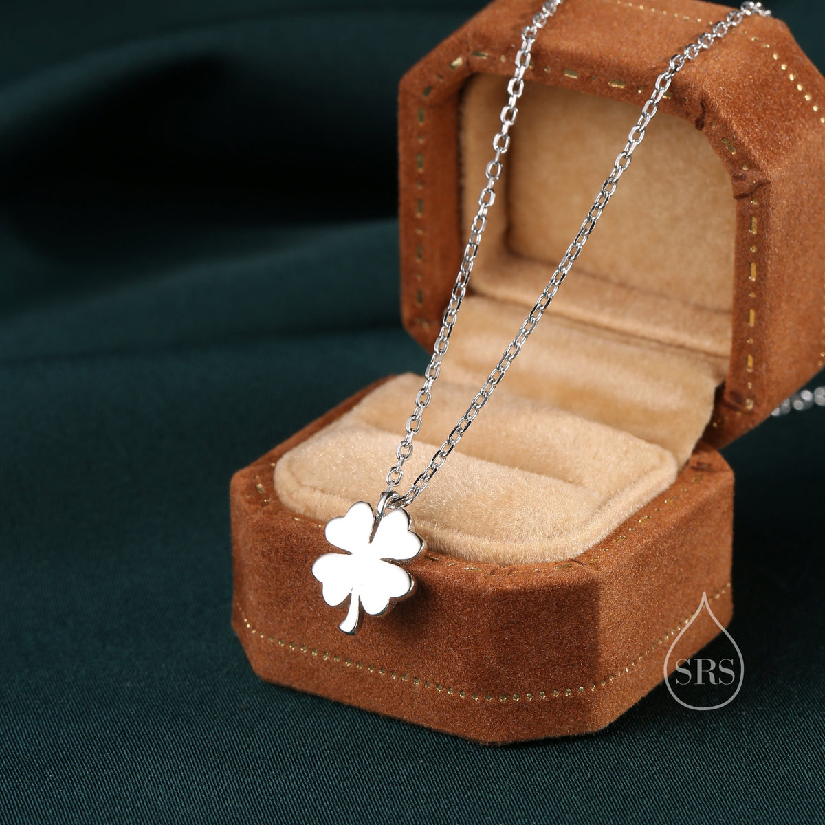 Tiny Four Leaf Clover Pendant Necklace in Sterling Silver, Silver or Gold, Irish Jewellery