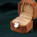 Tiny Four Leaf Clover Pendant Necklace in Sterling Silver, Silver or Gold, Irish Jewellery