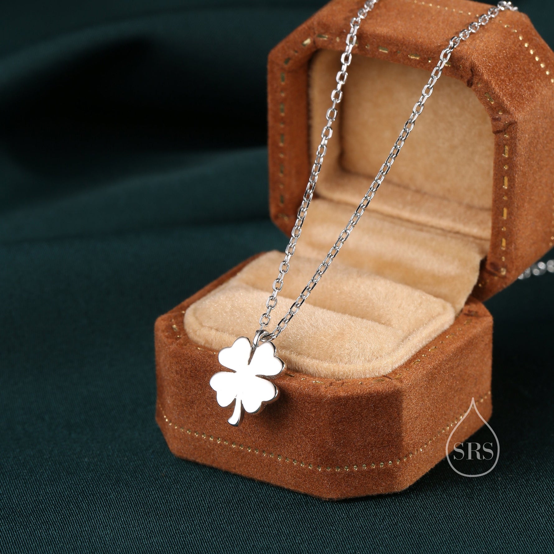 Tiny Four Leaf Clover Pendant Necklace in Sterling Silver, Silver or Gold, Irish Jewellery