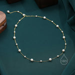 Mother of Pearl Two Way Necklace in Sterling Silver, Silver or Gold , Adjustable Length, Lariat Necklace, Satellite Beaded