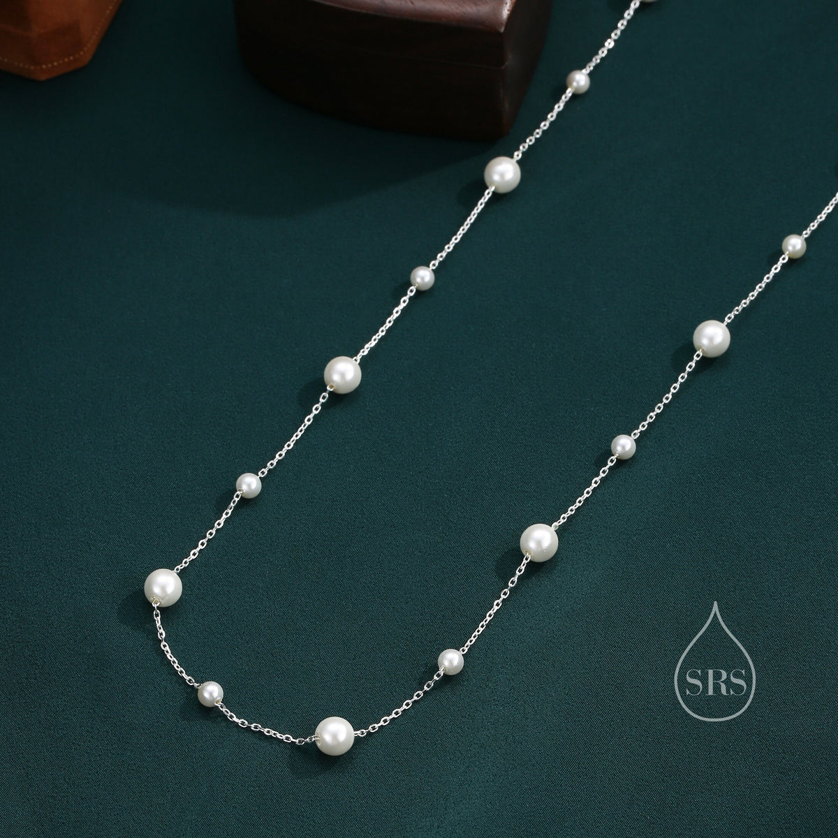 Mother of Pearl Two Way Necklace in Sterling Silver, Silver or Gold , Adjustable Length, Lariat Necklace, Satellite Beaded
