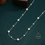 Mother of Pearl Two Way Necklace in Sterling Silver, Silver or Gold , Adjustable Length, Lariat Necklace, Satellite Beaded
