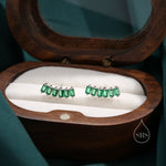Emerald Green Baguette CZ Stud Earrings in Sterling Silver, Silver or Gold, Green Earrings, Chunky Green Bar Earrings