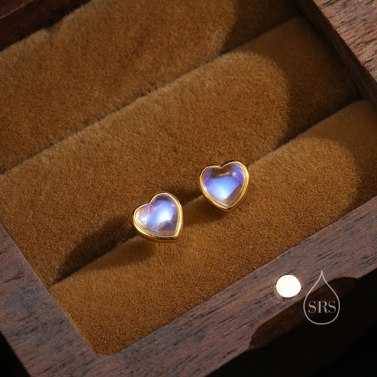 Moonstone Heart Screwback Earrings in Sterling Silver, Silver or Gold, Delicate Heart Earrings, Moonstone Heart Barbell Earrings, Screw Back