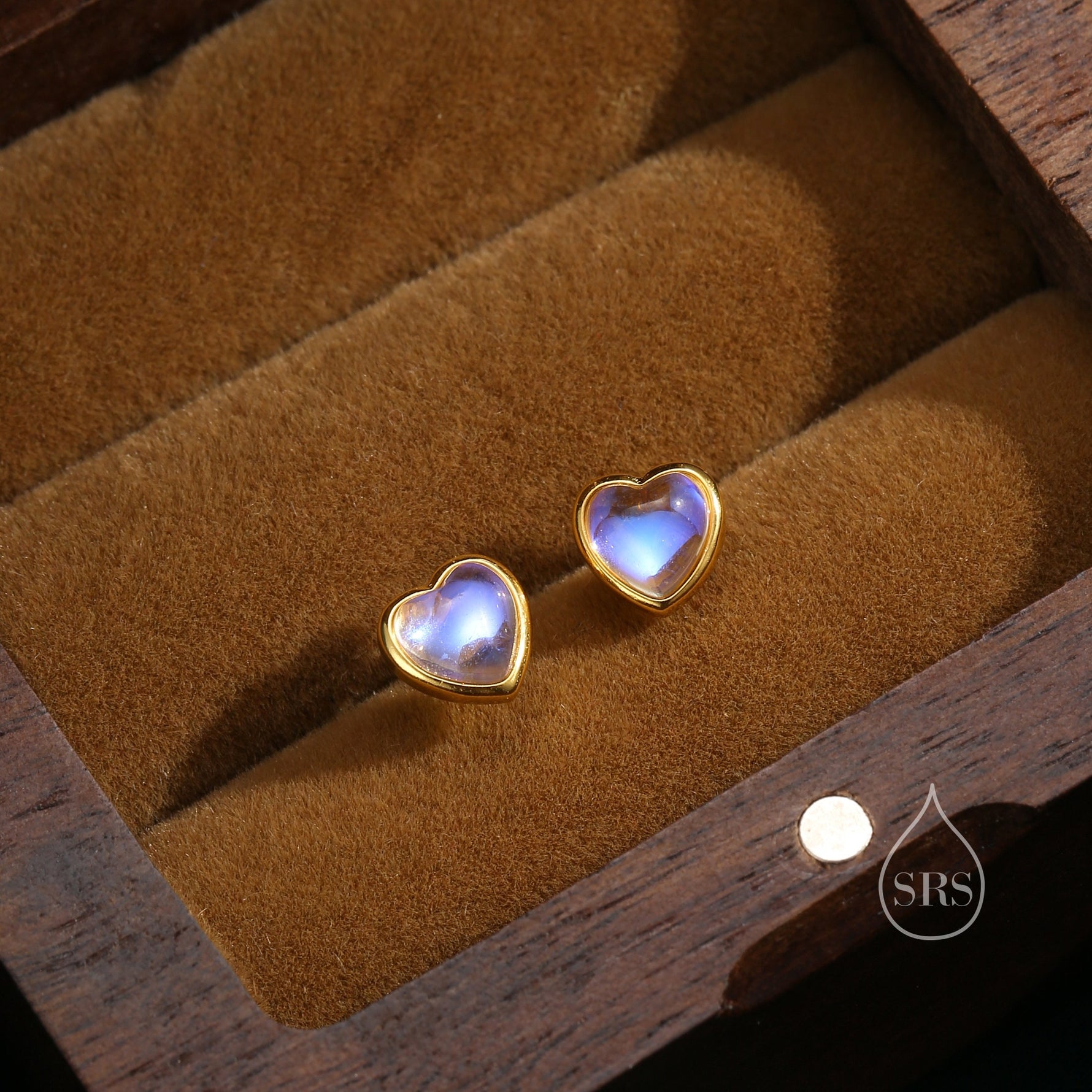 Moonstone Heart Screwback Earrings in Sterling Silver, Silver or Gold, Delicate Heart Earrings, Moonstone Heart Barbell Earrings, Screw Back