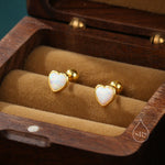White Opal Heart Screw back Earrings in Sterling Silver, Lab Opal Heart Earrings, Silver or Gold, Heart Screwback Earrings, Fire Opal