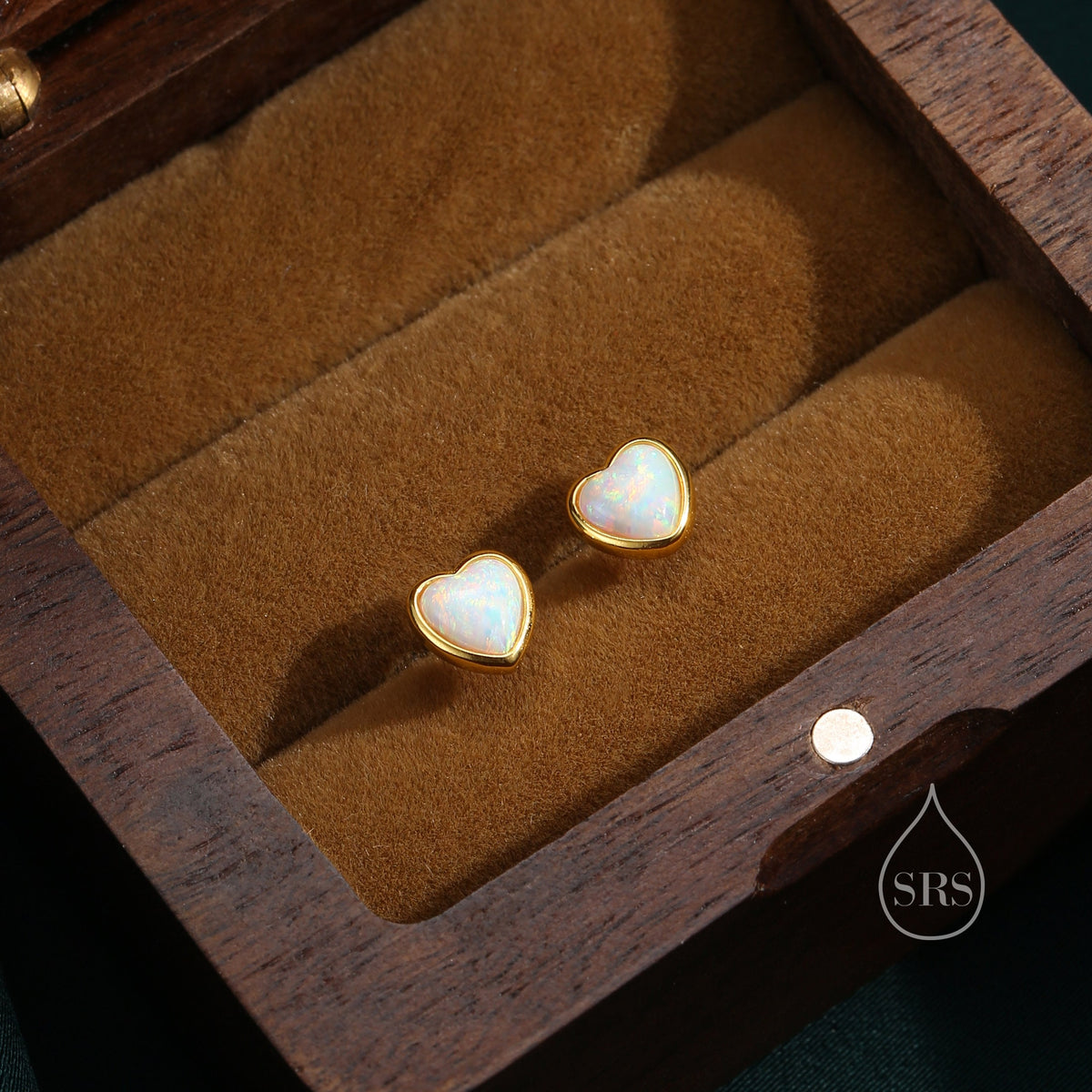 White Opal Heart Screw back Earrings in Sterling Silver, Lab Opal Heart Earrings, Silver or Gold, Heart Screwback Earrings, Fire Opal