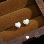 White Opal Heart Screw back Earrings in Sterling Silver, Lab Opal Heart Earrings, Silver or Gold, Heart Screwback Earrings, Fire Opal