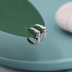 Snake Huggie Hoop in Sterling Silver, Silver or Gold, 10mm Inner Diameter, Ouroboros Hoop Earrings, Serpent Earrings