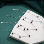 Natural Lilac Amethyst Bracelet in Sterling Silver, Dark Amethyst Beaded Bracelet, Silver Amethyst Bracelet