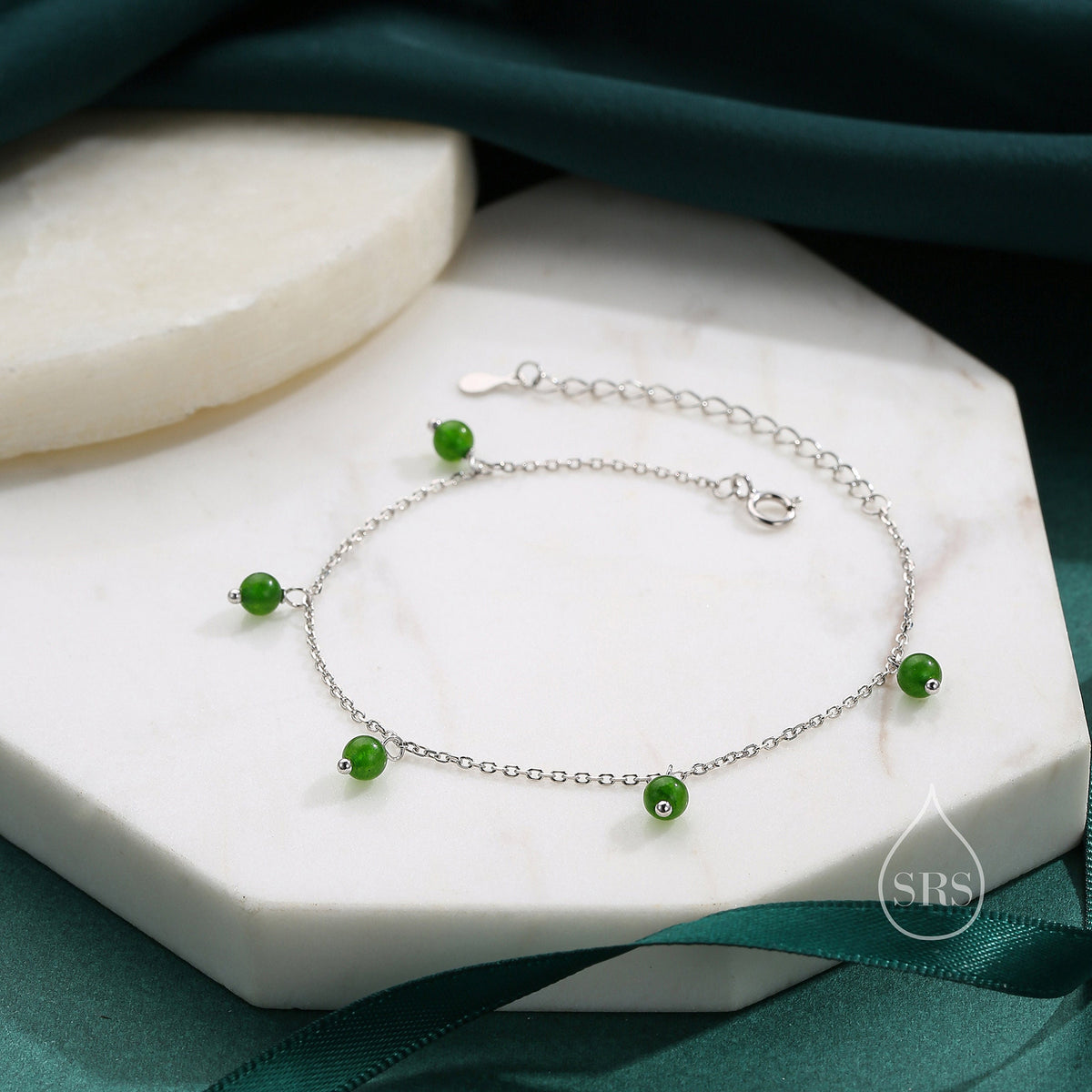 Green Onyx Dangle Station Bracelet