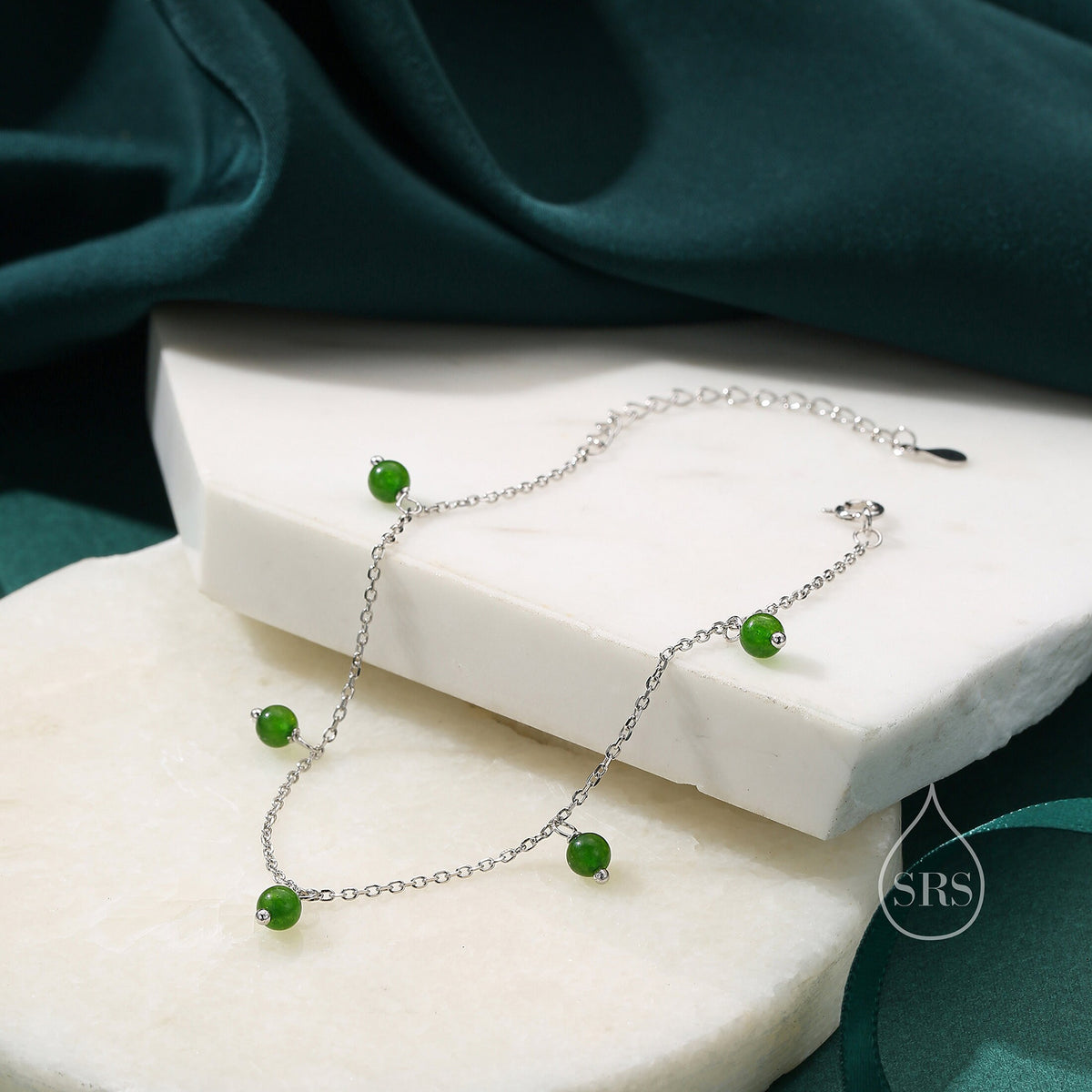 Green Onyx Dangle Station Bracelet