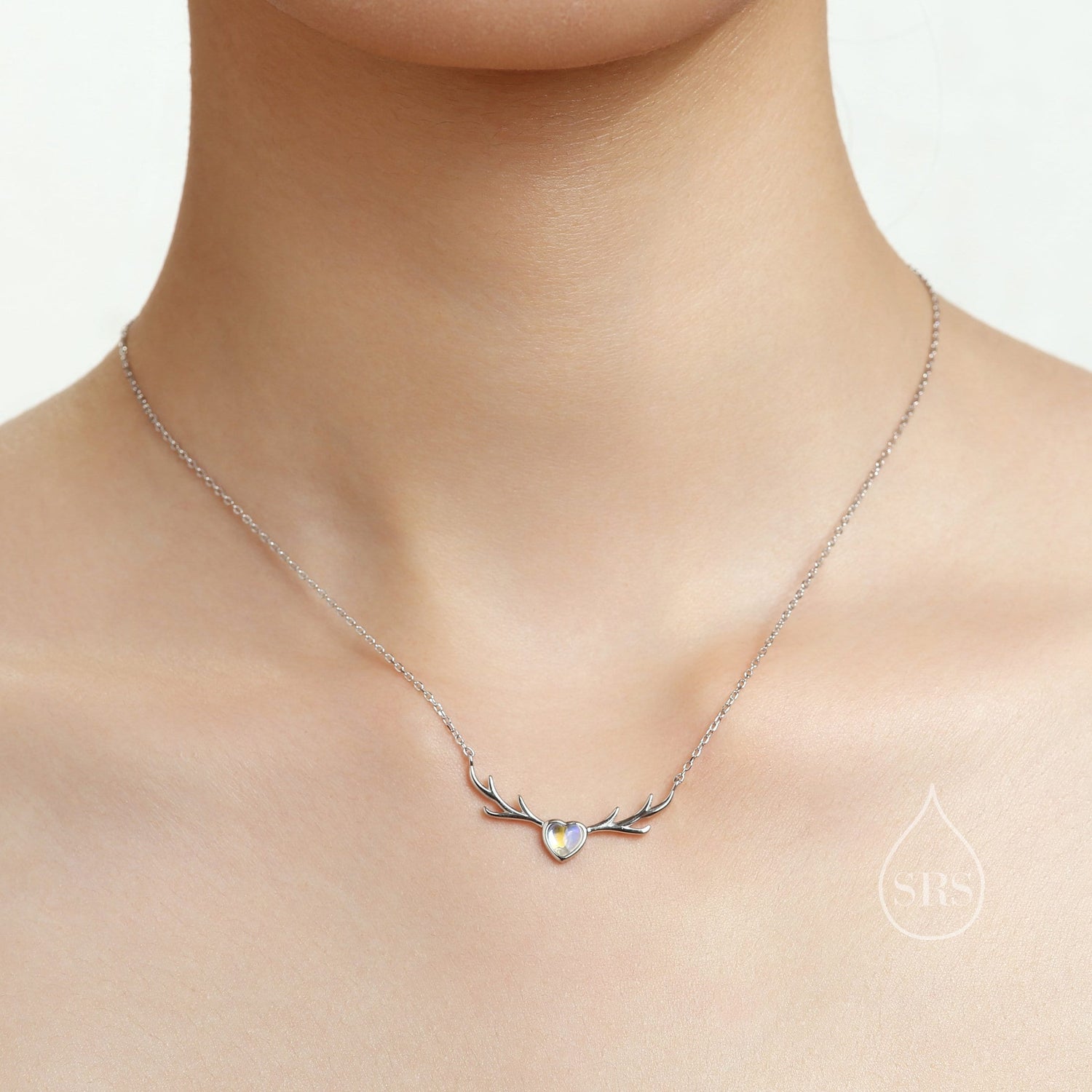 Stag Antler Moonstone Charm Necklace