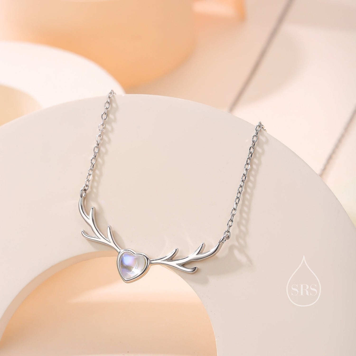 Stag Antler Moonstone Charm Necklace