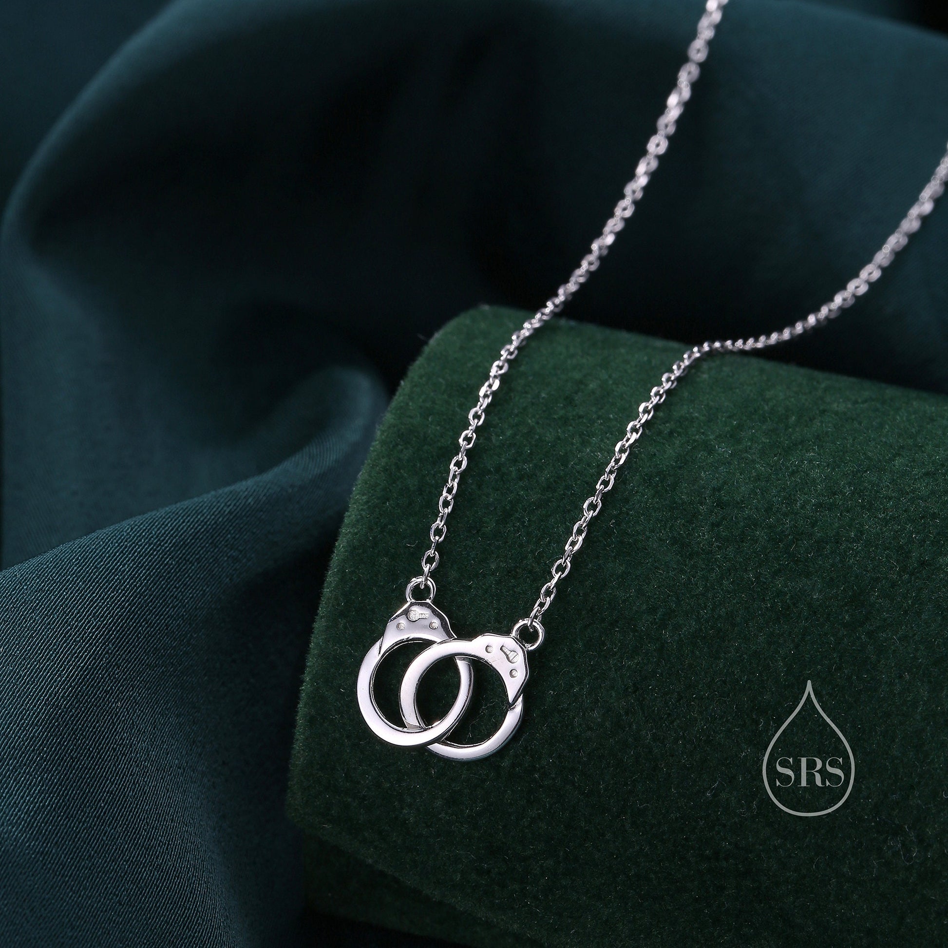 Handcuff Pendant Necklace in Sterling Silver, Silver or Gold, Interlinking Handcuff Necklace, Friendship Necklace