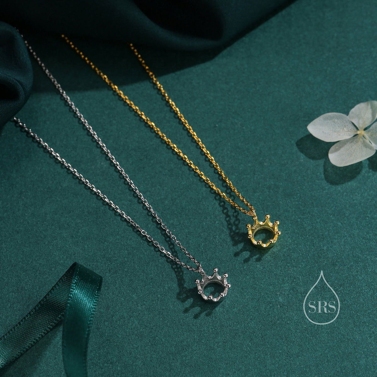 Tiny Crown Pendant Necklace in Sterling Silver, Silver or Gold, Little Crown Necklace