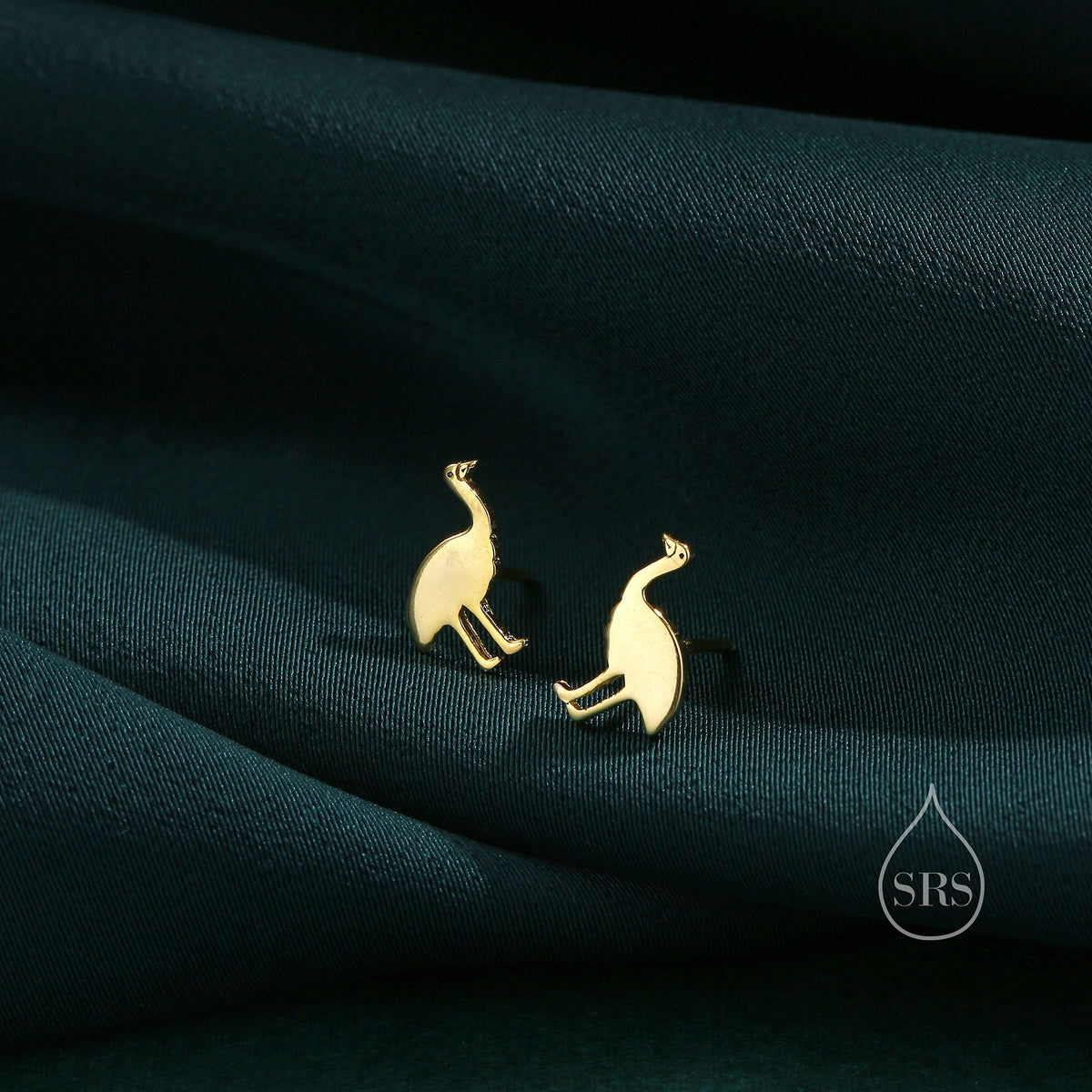 Emu Bird Stud Earrings in Sterling Silver, Silver or Gold or Rose Gold, Dainty Emu Bird Earrings, Silver Bird Earrings, Australian Bird