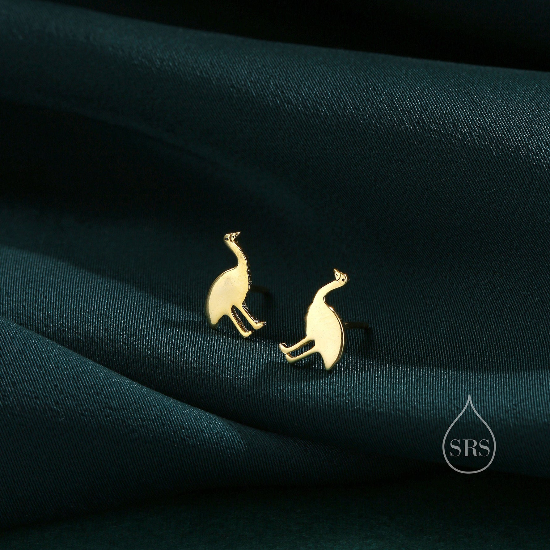 Emu Bird Stud Earrings in Sterling Silver, Silver or Gold or Rose Gold, Dainty Emu Bird Earrings, Silver Bird Earrings, Australian Bird
