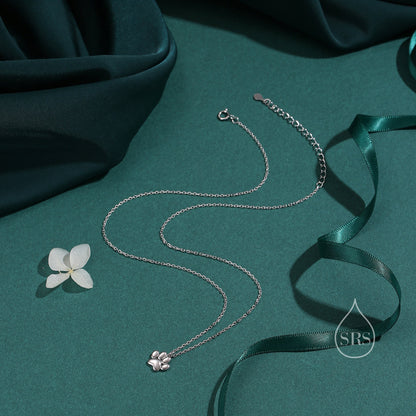 Paw Print Pendant Necklace in Sterling Silver, Silver or Gold, Delicate Paw Pendant Necklace, Cat Necklace, Dog Necklace, Pet Necklace