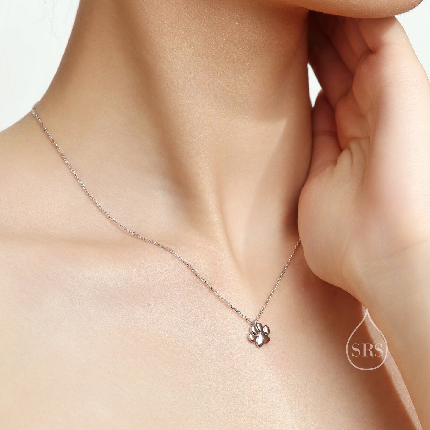 Paw Print Pendant Necklace in Sterling Silver, Silver or Gold, Delicate Paw Pendant Necklace, Cat Necklace, Dog Necklace, Pet Necklace