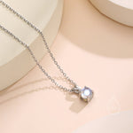 Tiny Moonstone Pendant Necklace in Sterling Silver, 5mm Aurora Glass Necklace, Dainty Moonstone Necklace