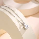 Tiny Moonstone Pendant Necklace in Sterling Silver, 5mm Aurora Glass Necklace, Dainty Moonstone Necklace