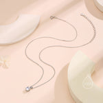 Tiny Moonstone Pendant Necklace in Sterling Silver, 5mm Aurora Glass Necklace, Dainty Moonstone Necklace
