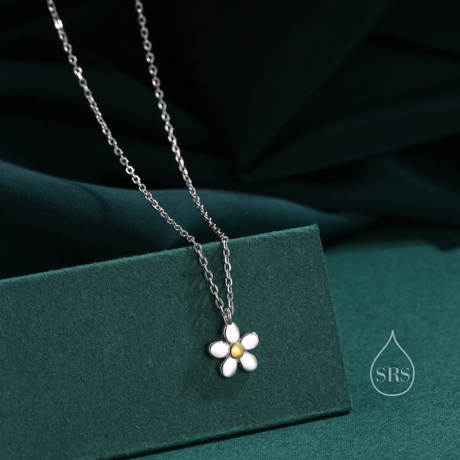 Sterling Silver Tiny Little Daisy Flower Pendant Necklace, Flower Necklace, Daisy Necklace, Forget Me Not Flower Pendant Necklace