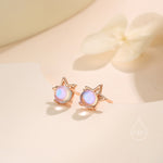 Moonstone Star Stud Earrings in Sterling Silver, Silver or Gold or Rose Gold, Delicate Star Earrings, Moonstone Earrings, Celestial Earrings