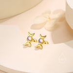 Moon Phase Moonstone Screw Back Earrings in Sterling Silver, Silver or Gold, Delicate Moon Earrings, Moonstone Earrings, Celestial Earrings