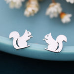Squirrel Stud Earrings in Sterling Silver, Cute Fun Quirky, Gift for Her, Animal Lover, Nature Inspired