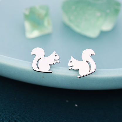 Squirrel Stud Earrings in Sterling Silver, Cute Fun Quirky, Gift for Her, Animal Lover, Nature Inspired