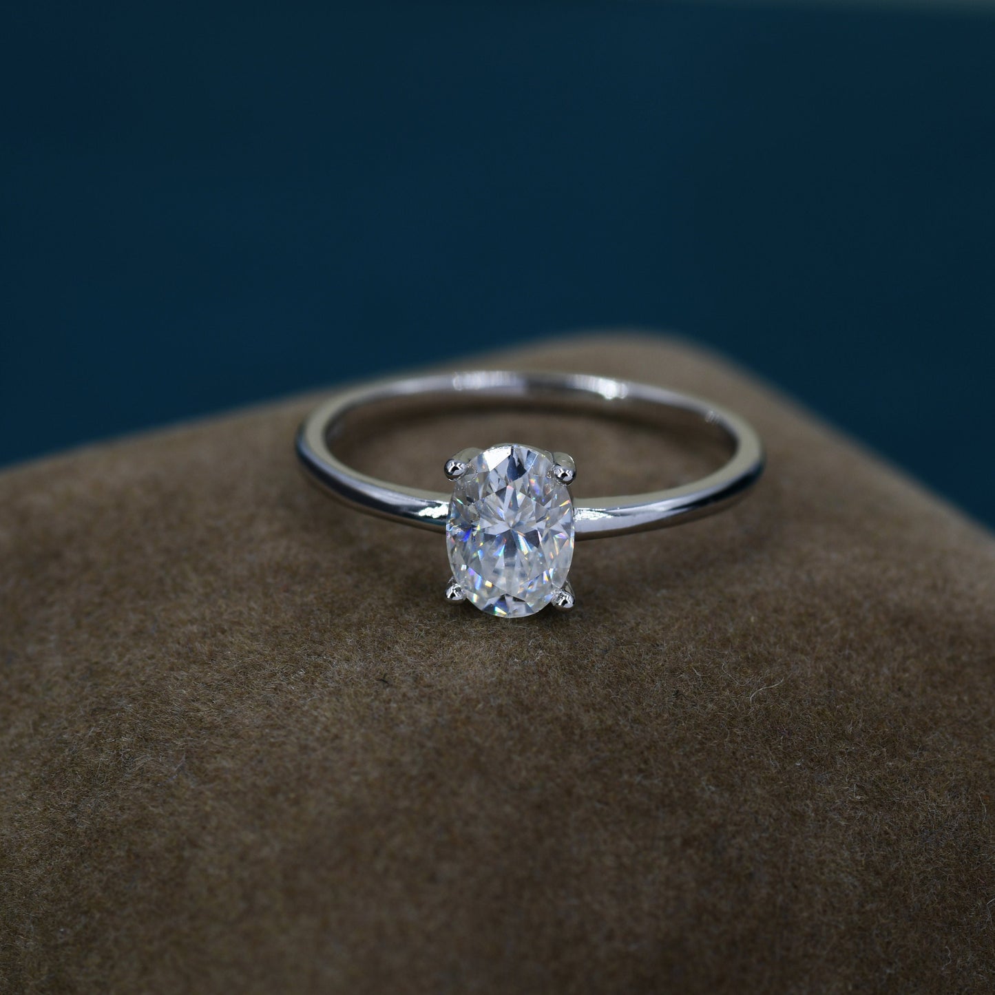 1 Carat Oval Moissanite Diamond Classic Single Stone Engagement Ring in Sterling Silver, Genuine Moissanite Oval Ring, US 5-8
