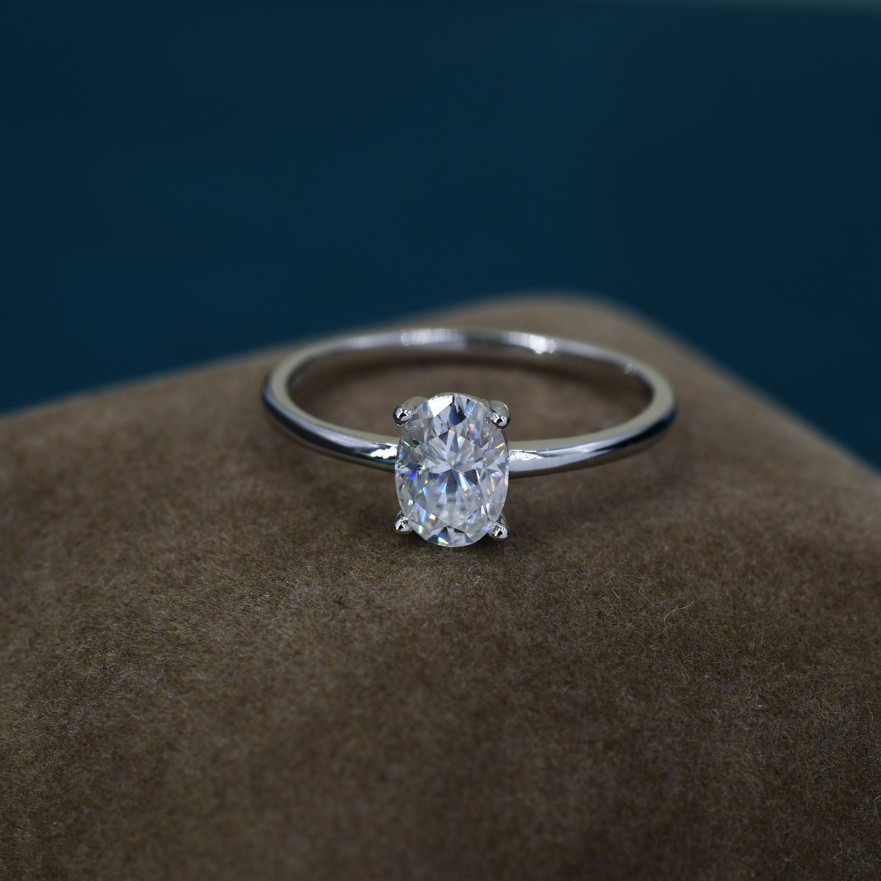 1 Carat Oval Moissanite Diamond Classic Single Stone Engagement Ring in Sterling Silver, Genuine Moissanite Oval Ring, US 5-8