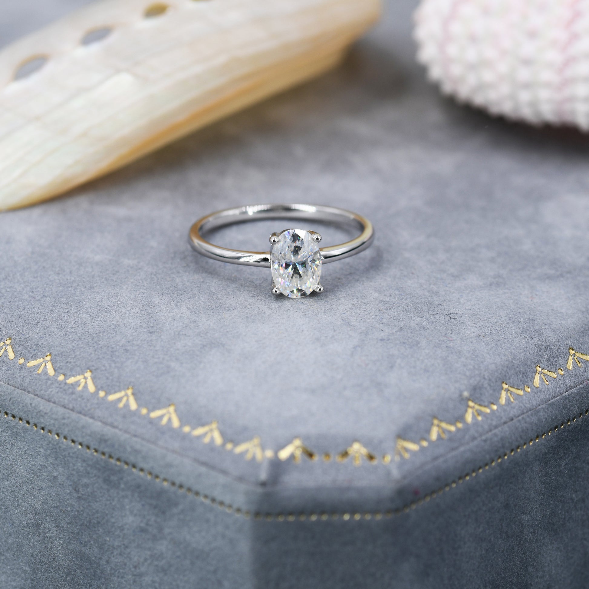 1 Carat Oval Moissanite Diamond Classic Single Stone Engagement Ring in Sterling Silver, Genuine Moissanite Oval Ring, US 5-8