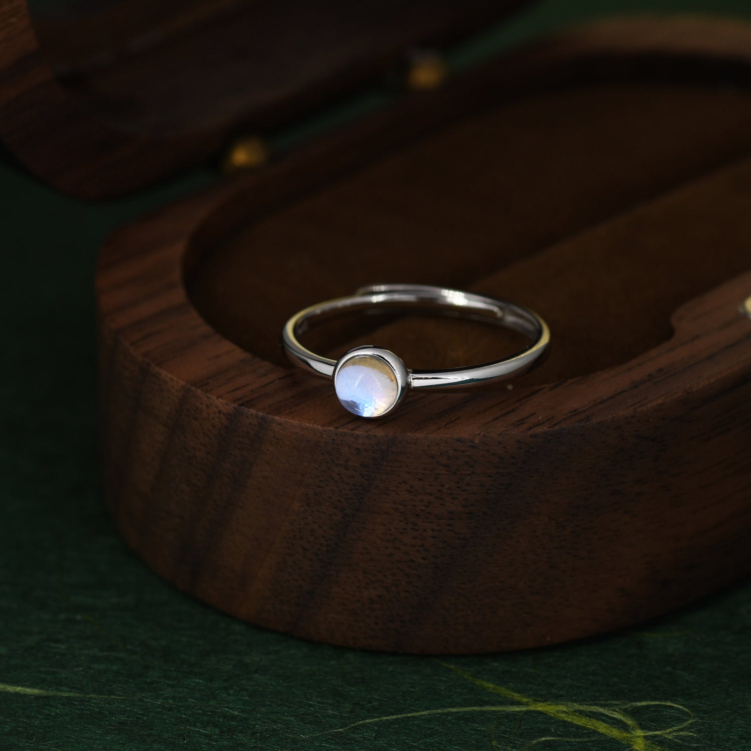 Minimalist Moonstone 4mm Bezel Set Ring