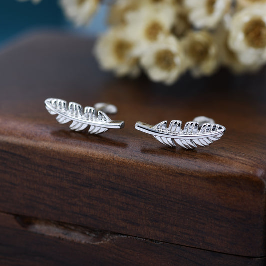 Sterling Silver Dainty Little Feather Stud Earrings - Silver or Gold, Cute, Fun, Whimsical and Pretty Jewellery