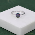 1 Carat Mystic Black CZ Oval Cut Gemstone Ring