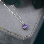 Amethyst Purple CZ Pendant Necklace in Sterling Silver, Available in Two Sizes, 0.5 carat or 1 carat, Amethyst Purple Zircon Necklace