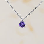 Amethyst Purple CZ Pendant Necklace in Sterling Silver, Available in Two Sizes, 0.5 carat or 1 carat, Amethyst Purple Zircon Necklace
