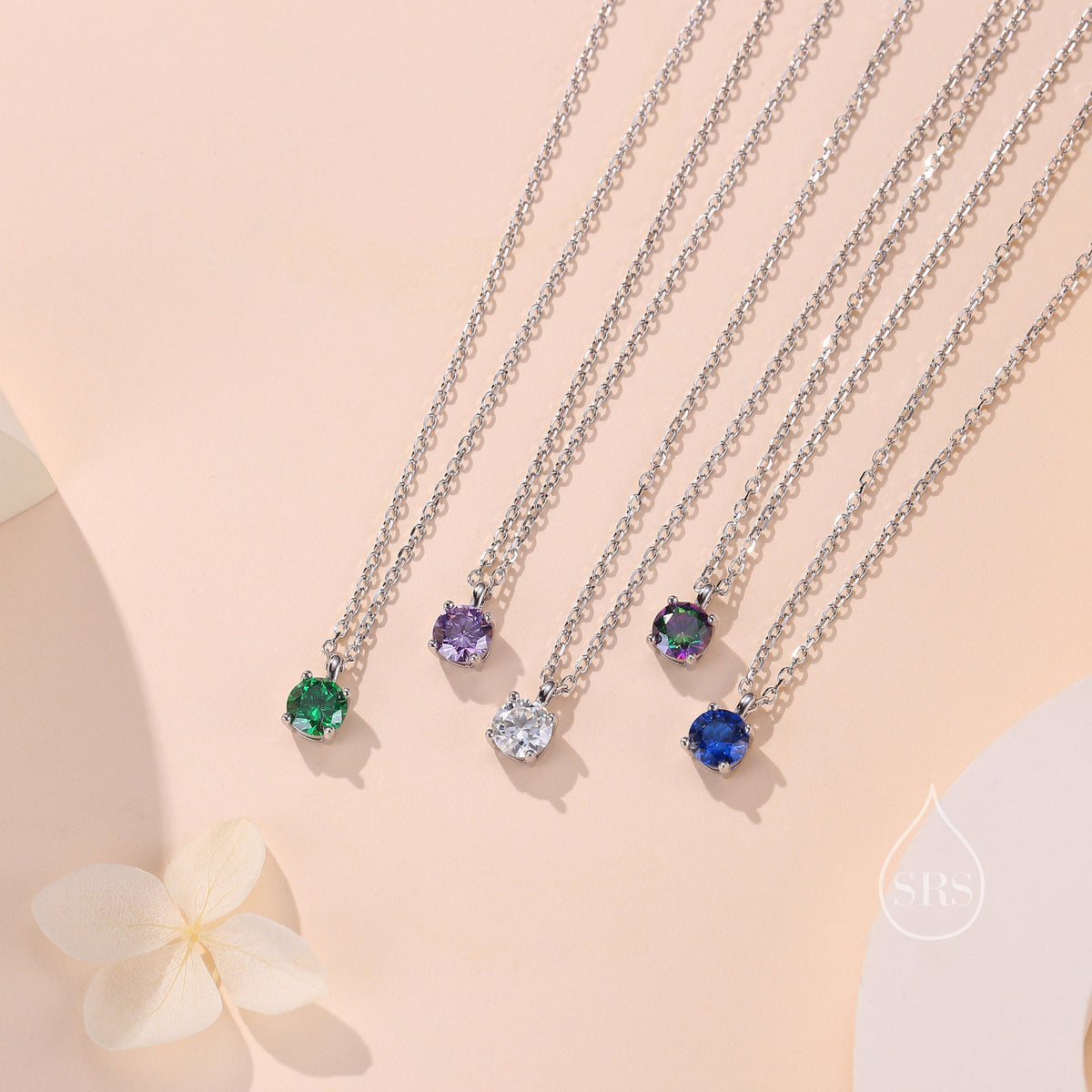 Sapphire Blue CZ Pendant Necklace in Sterling Silver, 0.5 carat Sapphire Blue Zircon Necklace, Blue Necklace