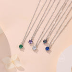 Sapphire Blue CZ Pendant Necklace in Sterling Silver, 0.5 carat Sapphire Blue Zircon Necklace, Blue Necklace