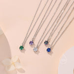 Emerald Green CZ Pendant Necklace in Sterling Silver, 0.5 carat Emerald Green Zircon Necklace, Green Necklace