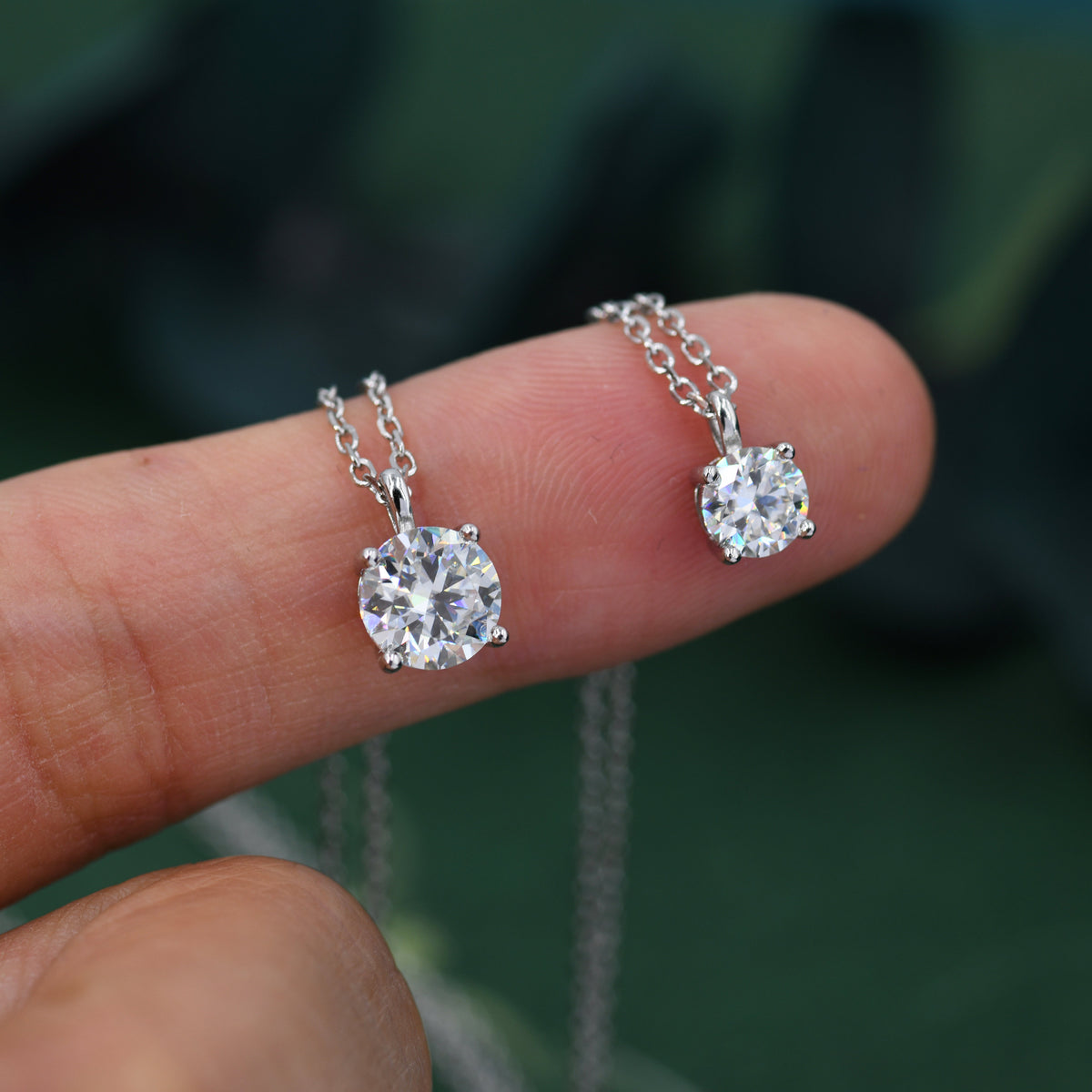 Minimalist Moissanite Solitaire Pendant Necklace in Sterling Silver, 0.5ct or 1 Ct Moissanite Diamond Bubble Necklace
