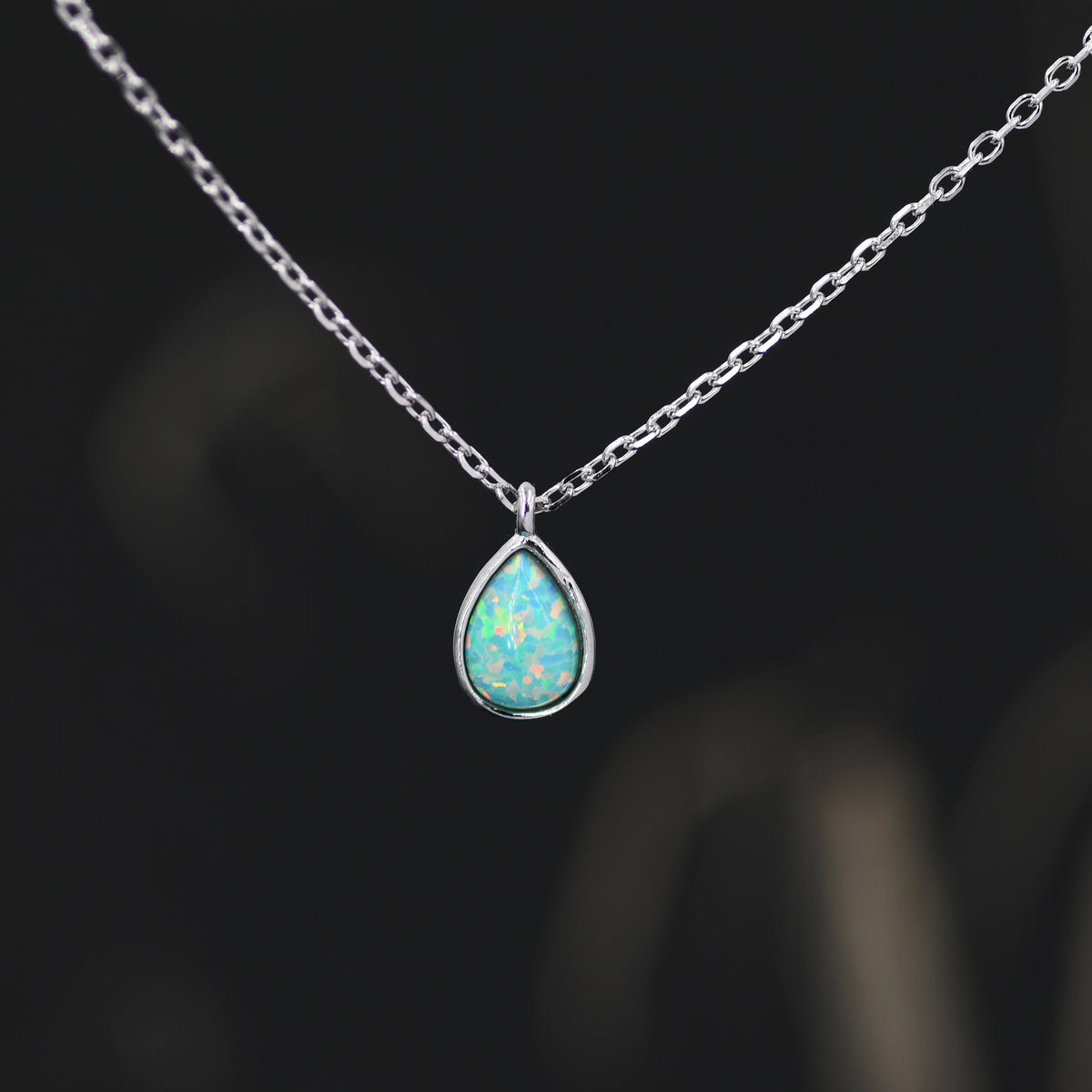Green Opal Teardrop Pendant Necklace